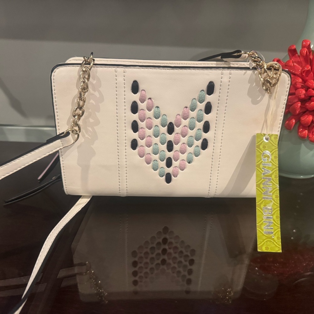 Gianni Bini Cream and Pink Crossbody Bag